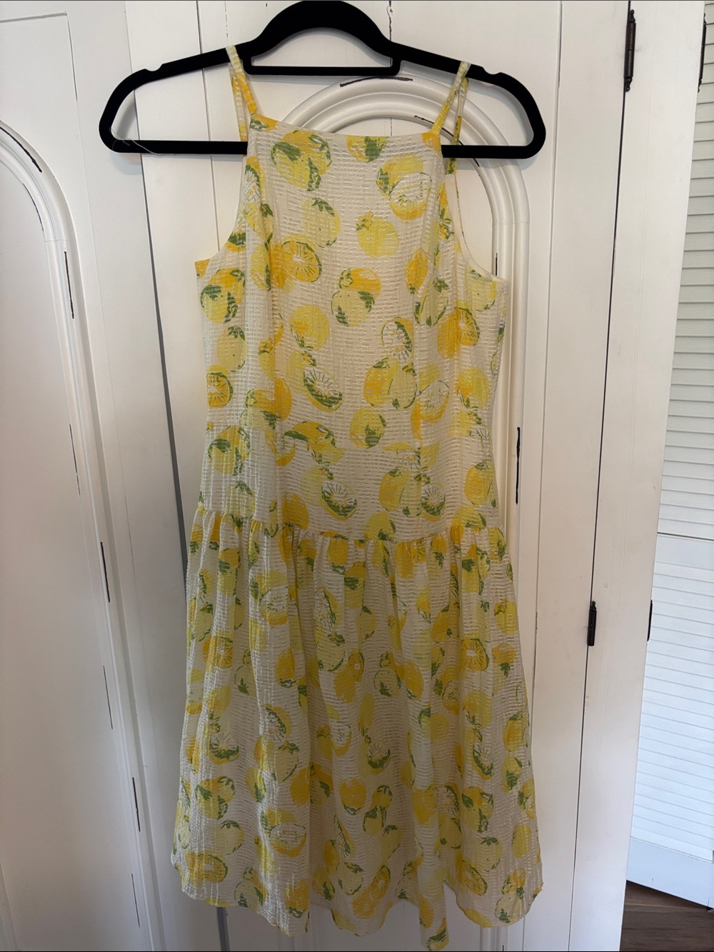 Ann Taylor Yellow Lemon-Print Tiered Sundress